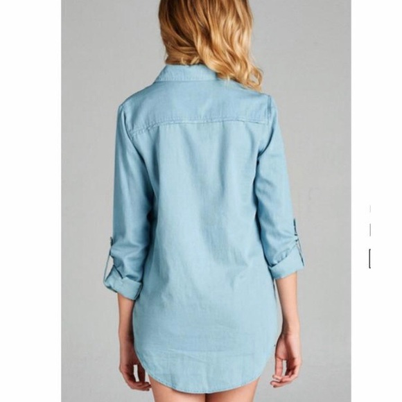 Active USA Button down chambray tunic size small - Picture 2 of 6